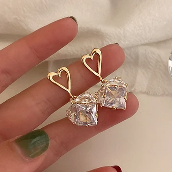 Trendy 14K Aur Adevărat Cristal Heartearrings pentru Femei Accesorii de Moda coreeană Bijuterii S925 Argint Ac Stralucitor Zirconiu Uri Cadou