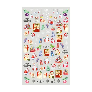 1 buc crăciun Moș Crăciun Nail Art Sticker de Iarnă, Fulgi de zăpadă, pom de Crăciun 3D Adeziv Slider Decalcomanii de Desene animate Pinguini Decorarea Unghiilor