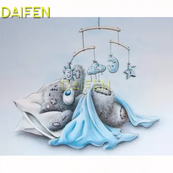 5D DIY Diamant tabloul Complet Diamant Rotund mozaic Plin Piața Diamant broderie cusatura Cruce de dormit albastru ursuleț de pluș jucarii