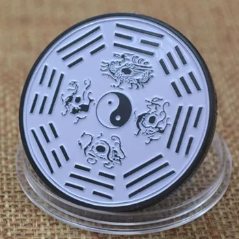 Dragon Si Phoenix Suvenir Monedă Comemorativă Stil Chinezesc Monede De Colecție, Tai Chi Monedă De Trei Dimensional Relief Insigna