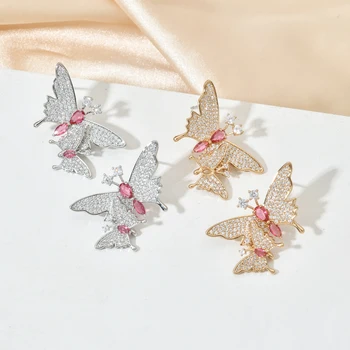 Coreea moda temperament micro-încrustat fluture zircon cercei femei/fete drăguț și romantic petrecere de nunta bijuterii cadou