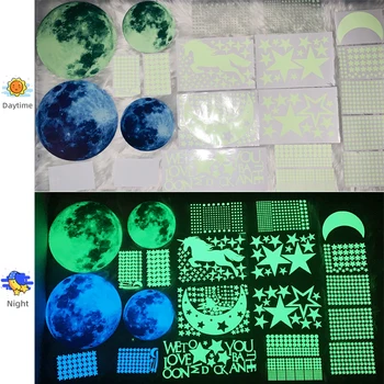 Verde/Albastru Luminos Luna Stele Seturi de Autocolante de Perete pentru Camera Copii Glow În Întuneric Decor Acasă DIY Stralucesc Noaptea de Decorare Dormitor