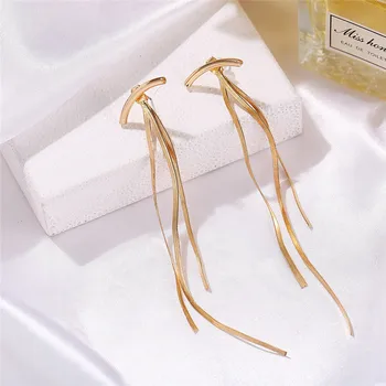 DACĂ-MI de Culoare de Aur de Metal Lung Șarpe Lanț Tassel picătură Cercei pentru Femeile de Mireasa de Epocă Elegant Fir Picătură Cercei Bijuterii Noi