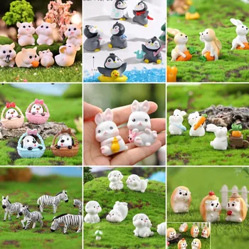 2023 Zână Grădină De Figurine De Animale Kawaii Ornament De Desene Animate Iepuras Set In Miniatura Terarii Decor Tort Copii Cadou Desktop Statuie