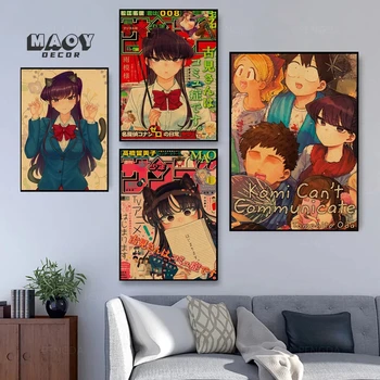 Anime Hârtie Kraft Poster Komi Nu Pot Comunica Poster Estetice Pictura Arta De Perete Decor Kawaii Cameră Decor Perete Picturi