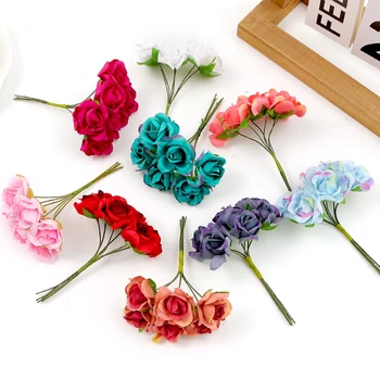 6PCs/lot Rose Flori Artificiale de Mătase Fals Buchet de Flori pentru Decor Acasă Decorare Nunta Mireasa Ambarcațiuni Cununa Accesorii Cadou