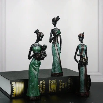 3pcs/set Creativ Femeile Africane Ornament Decor Acasă Accesorii Moderne Ambarcațiunile de Rășină Statuie Dormitor Living Room Decor de birou