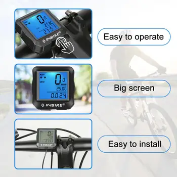 INBIKE Biciclete Ciclism Calculator prin Cablu Cronometru rezistent la apa contor de parcurs cu LED-uri Afișaj Digital, Vitezometru Bicicleta MTB Accesorii