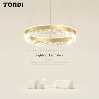 TONDI Creative cu LED-uri Moderne Candelabru Tavan Rotund Estompat Candelabru Living Sufragerie Dormitor Lucios, Corpuri de Iluminat