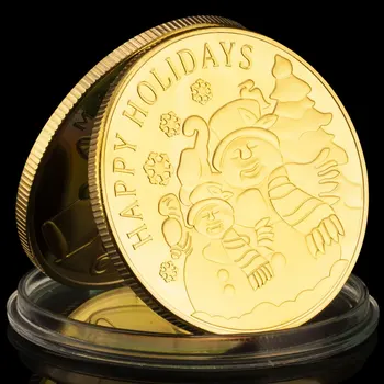 Sărbători fericite Monedă Comemorativă Crăciun Fericit Suveniruri și Cadouri Mos Craciun Placat cu Aur care Doresc Monede