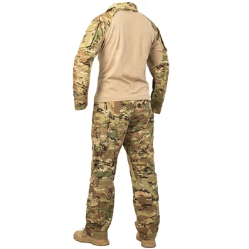 Mege Tactice de Camuflaj Militar de Luptă Set Uniform Tricouri Pantaloni Cargo cu Tampoane G3 în aer liber Soldat Airsoft Paintball Îmbrăcăminte
