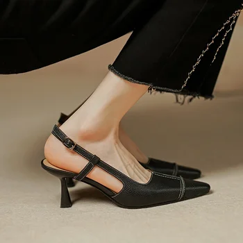 ZVQ Femei din Piele Sandale de Moda Square Toe Tocuri inalte Spate Curea de Partid Pantofi Doamnelor de Bună Calitate Sexy Încălțăminte de Vară