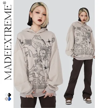 MADEEXTREME Grafic broderie hanorace barbati streetwear retro modă pulover vrac 2022 bărbați și femei hip hop câteva haine