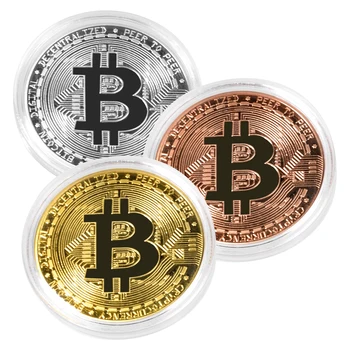 Creative Bitcoin Moneda de Colectie Placat cu Aur Fizic de Monede Comemorative BTC de Epocă Imitație Colecție de Artă Cadou de Argint a Crescut