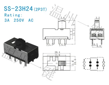 10buc SS-23H24 se ocupe de 5mm mare 8-pin verticale 3-viteza de comutare uscător de Păr comutator treapta a treia accesorii