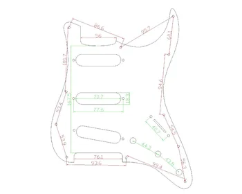 Musiclily SSS 11 Gaură Strat Chitara Pickguard pentru Fender USA/Mexican a Făcut Standard Stratocaster Stil Modern, 1Ply Negru