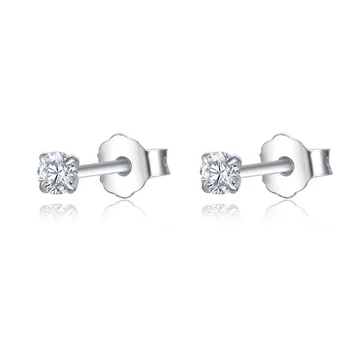 Moda Autentic Argint 925, Cercei Stud Simplu cu un Singur Diamant Cercei Stud Ureche Bijuterii Cadouri pentru Femei Fata