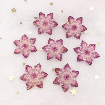 Strălucitoare, pline de culoare floare de zăpadă Flatback Stras Cabochon Miniatură Aplicatiile de 2 Gaura de Crăciun Ornament DIY Album Figurine OW83