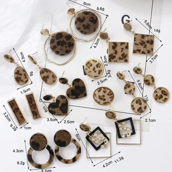 AENSOA Moda Leopard Geometrice Picătură Legăna Cercei Pentru Femei de Epocă Pătrat Rotund Declarație Lung Cercei pandantiv Bijuterii