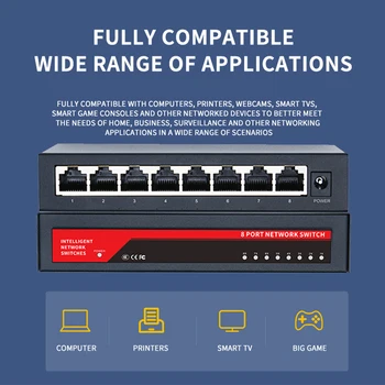 KuWFi switch Gigabit cu Standardizat cu 8 Porturi 10/100/1000Mbps RJ45 port IEEE802.3u comutator de Rețea Ethernet pentru Birou