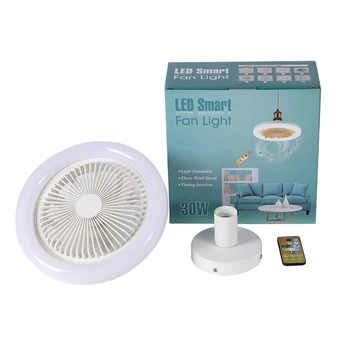 LED Smart Fan lumina E27 bec LED 30W Lumina Plafon cu Control de la Distanță Estompat Lumina Plafon