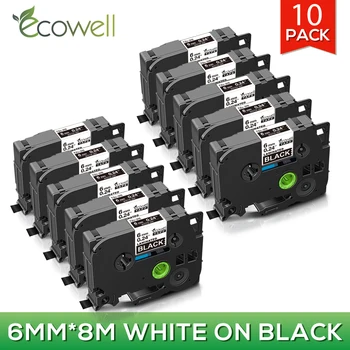 Ecowell 10buc Eticheta casete 315 Alb pe Negru de 6mm 315 Laminate etichete de banda pentru aparat de etichetat