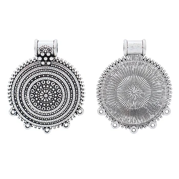 ZXZ 6pcs Argint Tibetan Bohemia Boho Rotund de Flori Farmece Pandantive pentru Colier Bijuterii Accesorii