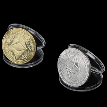 1 De Piese De Aur/Argint Placat Cu Ethereum Monedă Virtuală Monedă Comemorativă Colecție De Artă Cadou