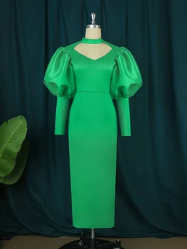 Modestia Femei, Plus Dimensiune Îmbrăcăminte Strălucitoare Lung Green Lantern Mâneci Bodycon Midi de Seara Petrecere de Crăciun, Eveniment de Haine pentru Femei