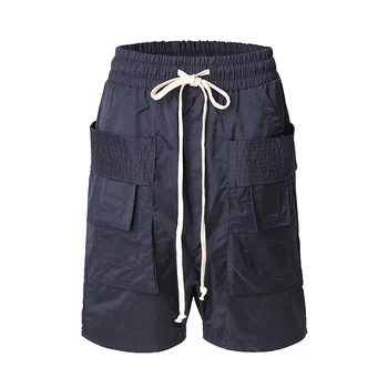 Harajuku Vibe Stil Mare Buzunare Cordon de Vară pantaloni Scurți pentru Bărbați Drept Supradimensionate Streetwear Casual Genunchi Lungime Pantaloni
